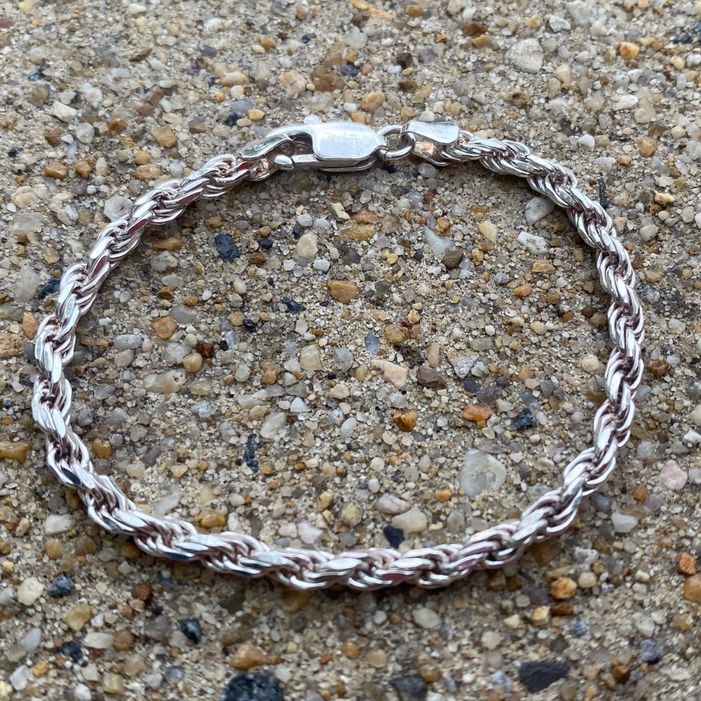 Italian 925 Sterling Silver 7 Inch Rope Bracelet